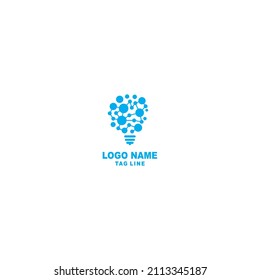 light bulb line vector logo Electric energy eco art concept concept ideas. mollecule energy icon