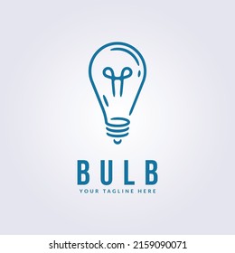 Light Bulb Line Vector Logo Illustration Art Template Electric Energy Concept Ideas, Simple Minimalist Design Interior