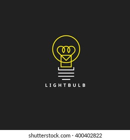 Light bulb line vector logo template