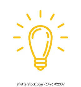 Light bulb linear icon. Idea symbol. Lamp pictogram.