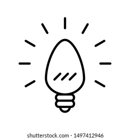 Light bulb linear icon. Idea symbol. Lamp pictogram.