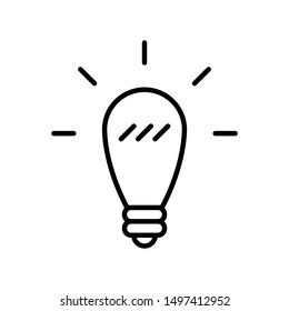 Light bulb linear icon. Idea symbol. Lamp pictogram.