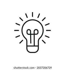 Icono lineal de la bombilla. Ilustración personalizable de línea delgada Idea. Símbolo de contorno. Dibujo de contorno aislado del vector. Trazo editable