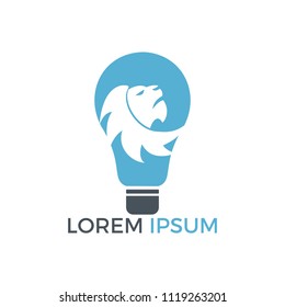 Light bulb and lion logo design. Wild ideas logo concept.