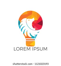 Light bulb and lion logo design. Wild ideas logo concept.