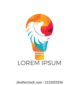 Light bulb and lion logo design. Wild ideas logo concept.