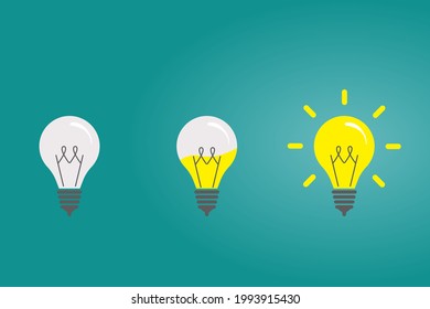 Light Bulb with liquid inside. Creative idea loading bulbs.