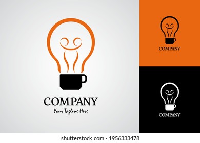 Light Bulb Logo abstract design vector template. Bulb and a cup of coffee logo style.