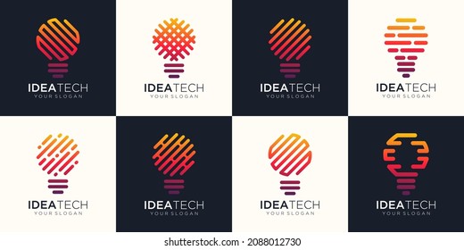 conjunto de iconos geométricos abstractos del logotipo de la bombilla.
