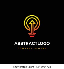 Light bulb logo with arrow icon in trendy style. light Symbol logotype design Vector illustration.