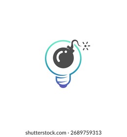 Logo de la bombilla y una bomba, Plantilla de diseño simple
