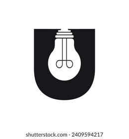 Light Bulb Logo combine with letter U vector template