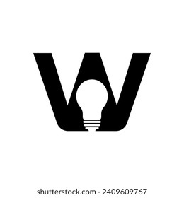 Light Bulb Logo combine with letter W vector template