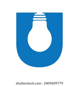 Light Bulb Logo combine with letter U vector template