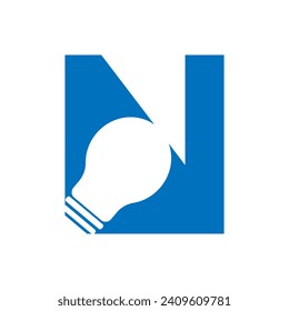 Light Bulb Logo combine with letter N vector template