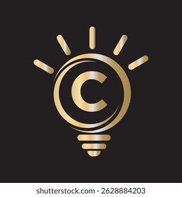 Light Bulb Logo Combine With Letter C Vector Template