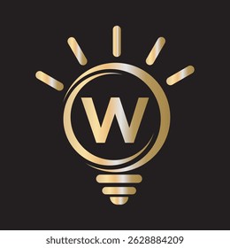 Light Bulb Logo Combine With Letter W Vector Template