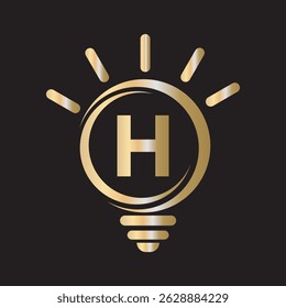 Light Bulb Logo Combine With Letter H Vector Template