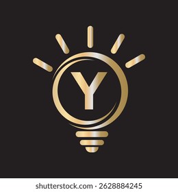 Light Bulb Logo Combine With Letter Y Vector Template
