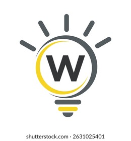 Light Bulb Logo Combine With Letter W Vector Template