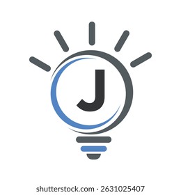 Light Bulb Logo Combine With Letter J Vector Template