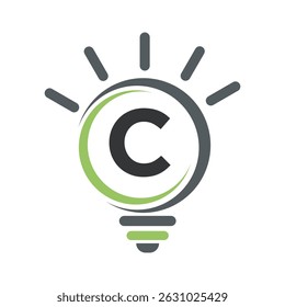Light Bulb Logo Combine With Letter C Vector Template