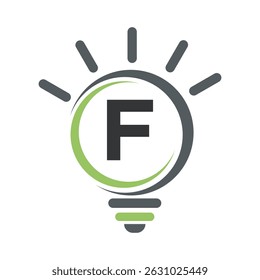 Light Bulb Logo Combine With Letter F Vector Template