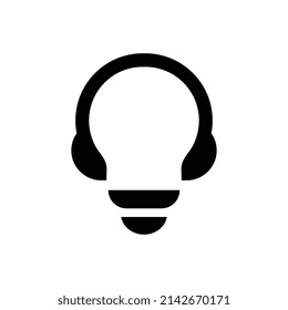 Light bulb  logo combined with headset, earphone and lamp symbol