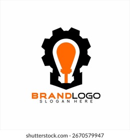 Light bulb logo design with gear elements.