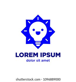 Light Bulb Logo Design Idea with Happy Face
