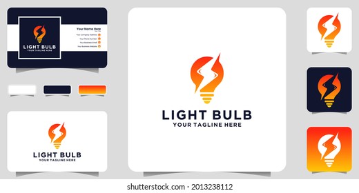 Light bulb logo design inspiration and electric voltage and business card inspiration