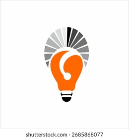 Light bulb logo design with smart brain concept.