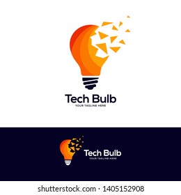 light bulb logo designs concept, creative icon symbol technology logo, pixel bulb logo design vector