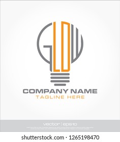 light bulb logo, glow vector