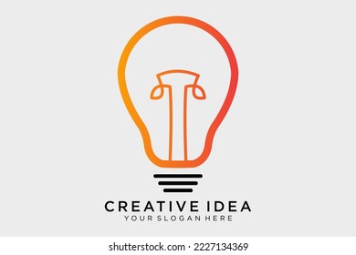  Logo der Glühbirne. Symbol der Glühbirne. Kreatives Logo. Konzept kreativer Ideen. Ikone der Idee. Logo für Ideen