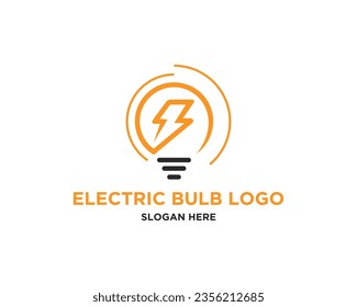 Light bulb logo icon with lightning bolt inside symbol vector illustration.