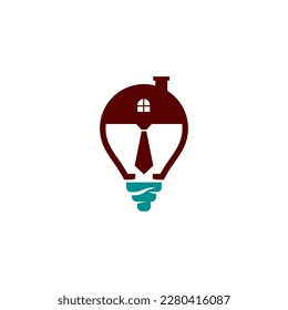 Logo de la bombilla de luz con la cabeza de un hombre en corbata