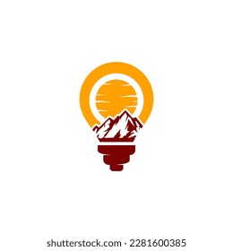 logotipo de la bombilla con una montaña en el centro