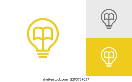 Light bulb logo with open book