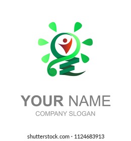 light bulb logo and people with simple look, logo ready to use