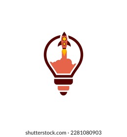 light bulb logo with a rocket in the center