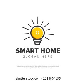 Light Bulb Logo, Smart Home Icon Home Energy Logo Vector Illustration