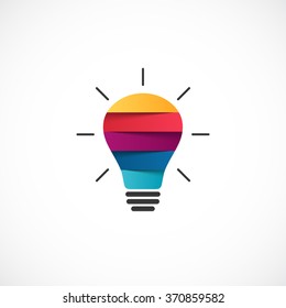 Light bulb logo template. Modern vector abstract creative sign or symbol for your business startup ideas. Design geometric color element.