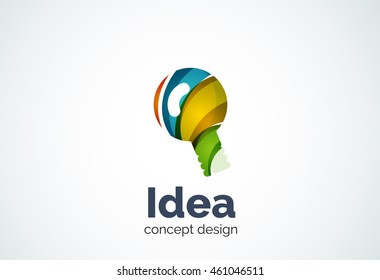 Light bulb logo template, new idea, energy or illumination concept. Modern minimal design logotype created with geometric shapes - circles, overlapping elements