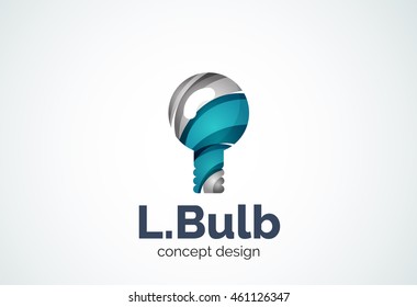 Plantilla para el logotipo de la bombilla, concepto nuevo de idea, energía o iluminación. Logotipo moderno de diseño mínimo creado con formas geométricas - círculos, elementos superpuestos