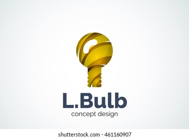 Plantilla para el logotipo de la bombilla, concepto nuevo de idea, energía o iluminación. Logotipo moderno de diseño mínimo creado con formas geométricas - círculos, elementos superpuestos