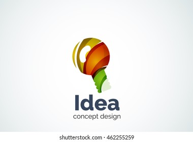 Light bulb logo template, new idea, energy or illumination concept. Modern minimal design logotype created with geometric shapes - circles, overlapping elements