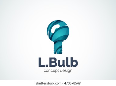 Plantilla para el logotipo de la bombilla, concepto nuevo de idea, energía o iluminación. Logotipo moderno de diseño mínimo creado con formas geométricas - círculos, elementos superpuestos
