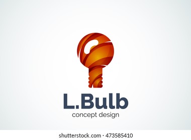 Plantilla para el logotipo de la bombilla, concepto nuevo de idea, energía o iluminación. Logotipo moderno de diseño mínimo creado con formas geométricas - círculos, elementos superpuestos