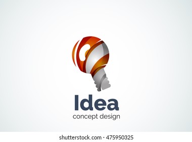 Light bulb logo template, new idea, energy or illumination concept. Modern minimal design logotype created with geometric shapes - circles, overlapping elements